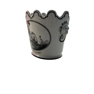 Early 20th Century Small Ceramic Cachepot Bowl With Transferware Ancient Images